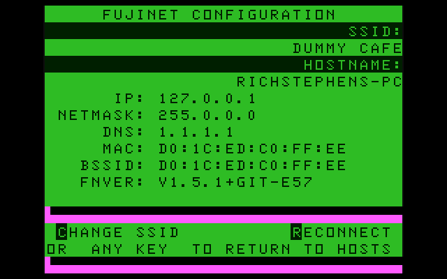 FujiNet Configuration screen
