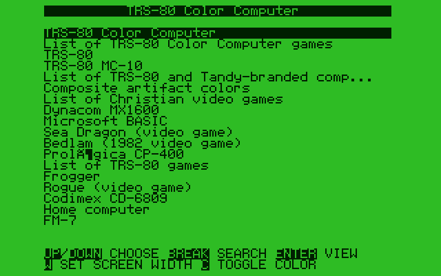 FujiNet Wiki search screen